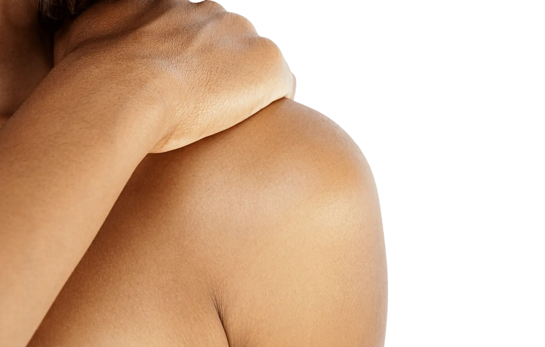 shoulder Frau fasst sich mit einer Hand an die Schulter